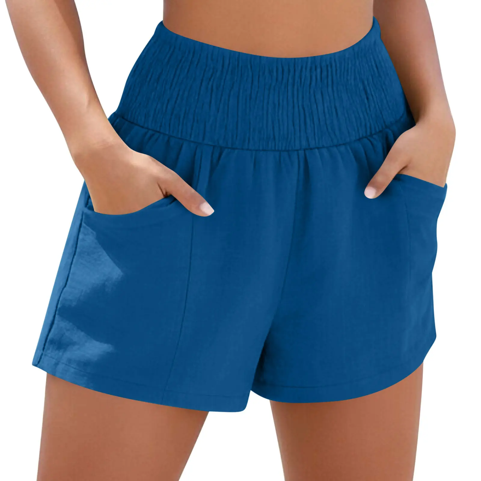 Adjustable Fit Cotton-Linen Drawstring Pocket Beach Shorts
