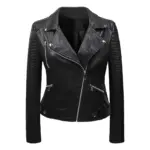 Slim-Fit Korean Biker Leather Jacket with Zipper