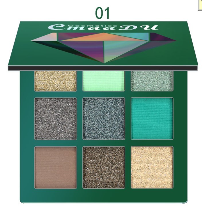 Diamond-Bright High-Gloss 9-Color Eyeshadow Palette, Compact Diamond-Bright High-Gloss 9-Color Eyeshadow Palette, Compact