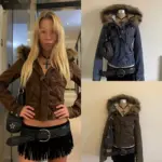Warm Women’s Short Jacket with Fur-Trim Hood