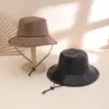 Windproof Wide-Brim PU Leather Fisherman Hat for Sun Windproof Wide-Brim PU Leather Fisherman Hat for Sun