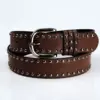 Womens Soft PU Leather Belt with Pin Buckle & Rivets 3.6 cm