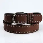 Womens Soft PU Leather Belt with Pin Buckle & Rivets 3.6 cm
