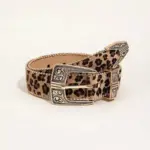 Leopard Print PU Leather Waist Belt with Pin Buckle