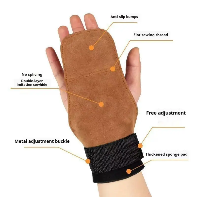 Secure-Fit Palm Wrist Guard Auxiliary Strap for Men & Women, Brown PU Leather Secure-Fit Palm Wrist Guard Auxiliary Strap for Men & Women, Brown PU Leather