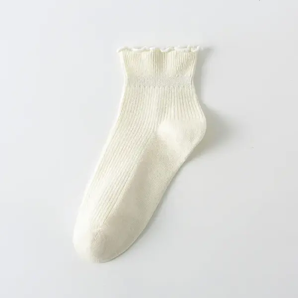 Womens Cute Pleated Ankle Socks Lightweight Cotton Socks