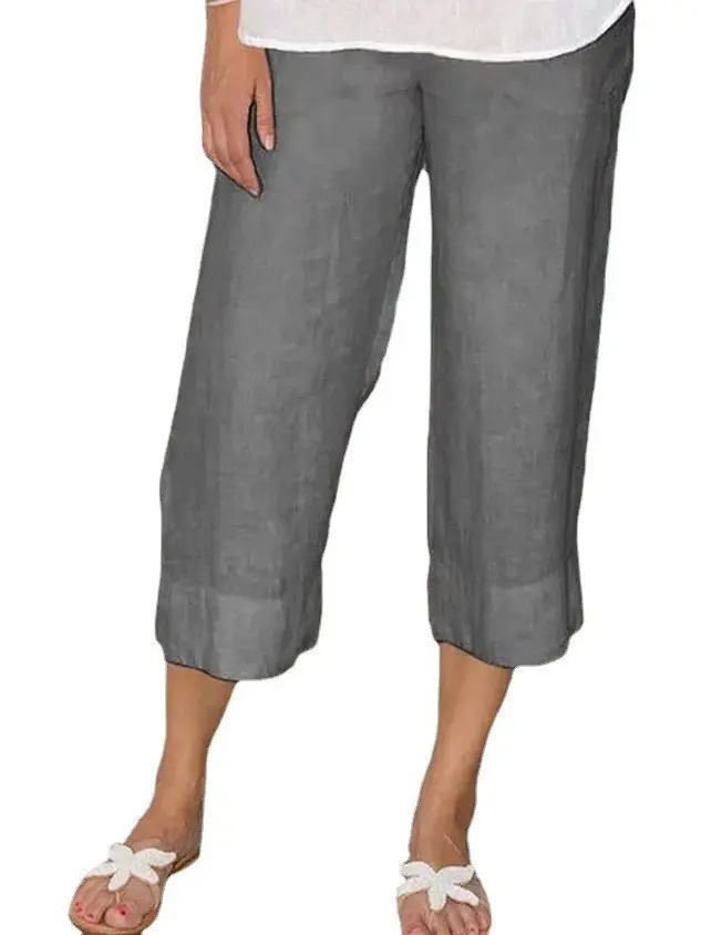 Solid Color Loose Casual Cropped Pants Solid Color Loose Casual Cropped Pants