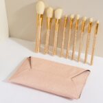 Snowflake Cosmetic Brush-Gold-Plastic Handle + Fiber Hair-9-piece Set-1 Set
