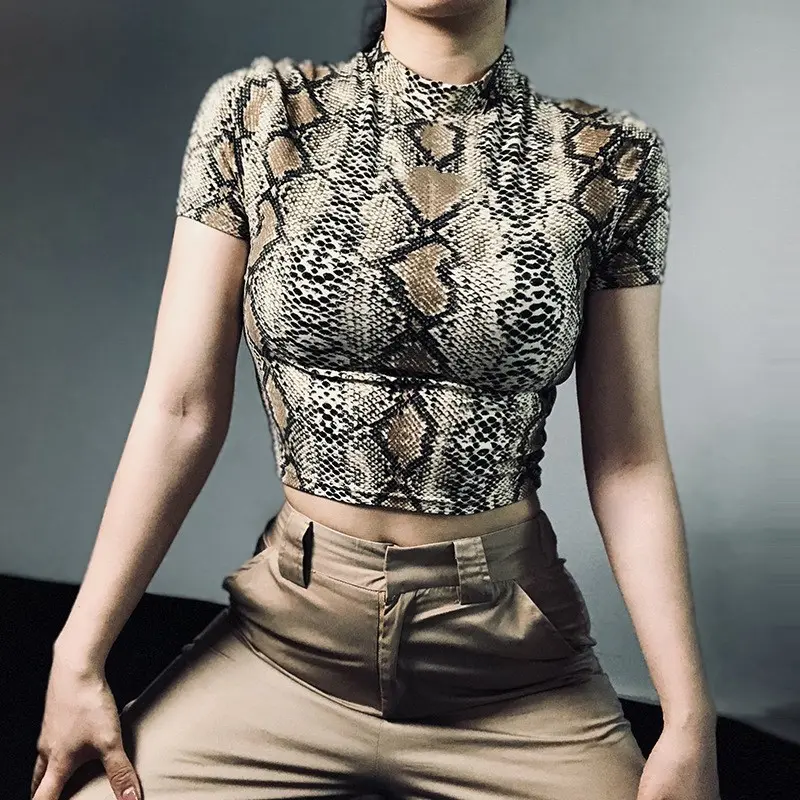 Printed half-neck short women short sleeve Printed half-neck short women short sleeve