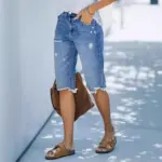 38853fe2-1f35-455d-9678-7a9be003ada3.webp Casual Mid-Length Ripped Denim Shorts