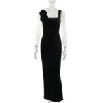 389b727c-62af-4169-b34e-d2072fafcc29.jpg Slim-fit Velvet Flower Off-shoulder Dress Women