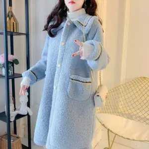 Tailored Petite Mid-Length Lamb Wool Women's Coat, 40-50 cm