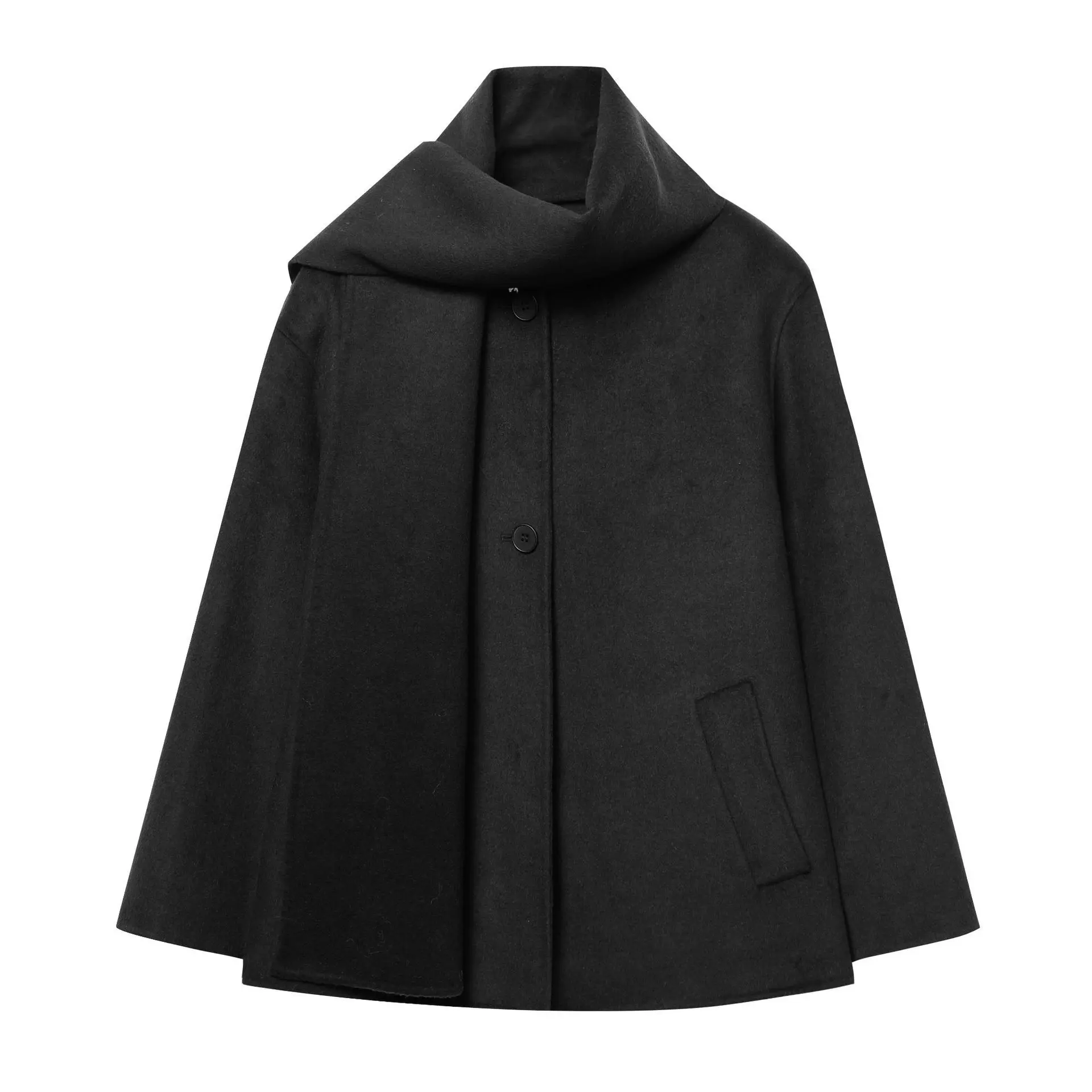 Elegant Women’s Wool-Blend Short Coat Jacket with Pockets Elegant Women’s Wool-Blend Short Coat Jacket with Pockets