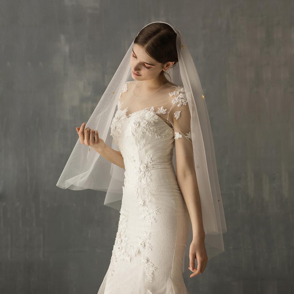 Hand-Sewn Bridal Veil with Waterfall Shape & Mesh
