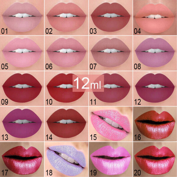 Non-Fading Matte Lip Gloss with No-Stick Cup, 12 ML