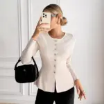 399dfea8-a507-447b-a9c2-0eeddeab82d4.webp Elegant Women’s Tweed-Look Crew Neck Knit Sweater