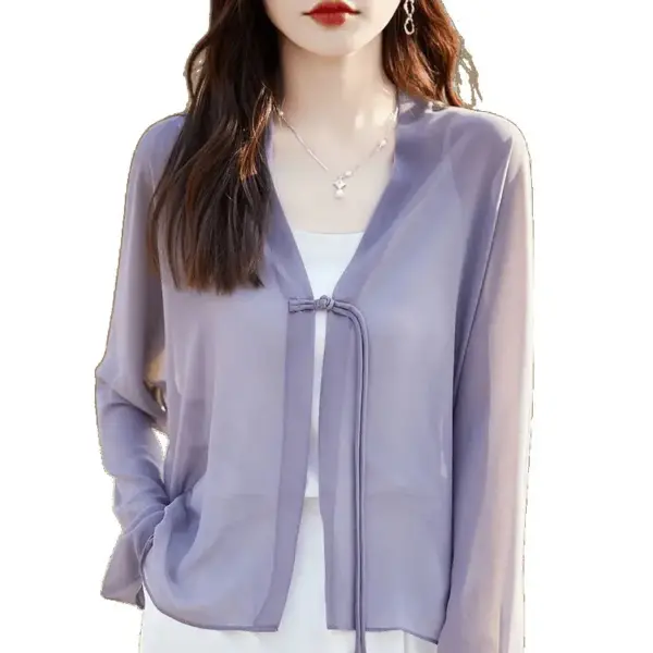 Chinese-style Sun-protective Solid-color Panel-button Flutter Sleeves