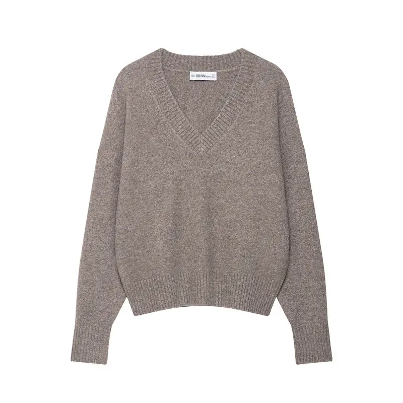 Pure And Alluring Sweater Womens AutumnWinter Long-Sleeve Soft V-Neck Knit Top Pure And Alluring Sweater Womens AutumnWinter Long-Sleeve Soft V-Neck Knit Top