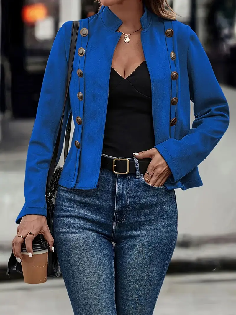 Retro Double-Row Metal Buckle Deerskin Velvet Coat