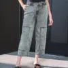 Washable Straight-leg Pants With Multiple Pockets And A Drawstring