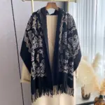 Warmth-Keeping Women’s Jacquard Embroidered Tassel Shawl