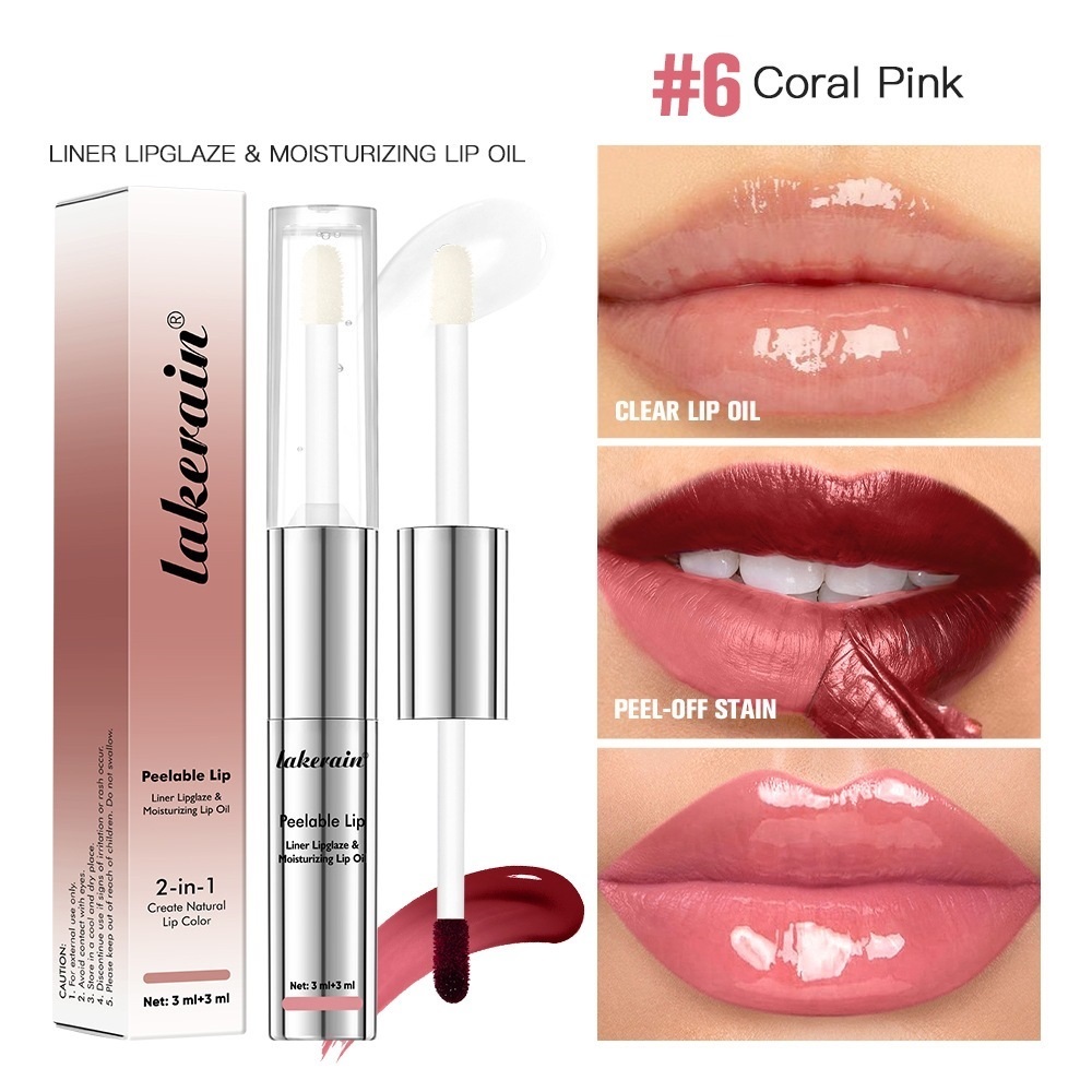 Moisturizing 2-in-1 Peel-Off Lip Gloss for Long Wear (3+3 ml)