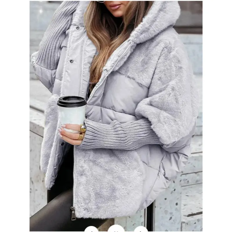 Warm Patchwork Cotton Padded Jacket for Women - Loose Fit
