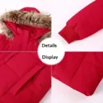 Warm Women’s Mid-Length Padded Coat with Detachable Hood and Fur Collar