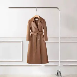 Women's Leather Trench Coat Long Below-the-knee Length