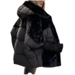 Warm Patchwork Cotton Padded Jacket for Women - Loose Fit