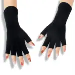 Warm Ribbed Half Finger Acrylic Thermal Gloves, Long Sleeve