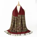 Cashew Print Tassel Scarf for Women, 172 x70 cm Long Wrap