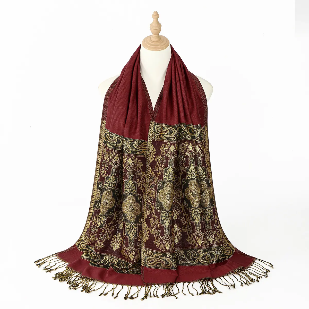 Cashew Print Tassel Scarf for Women, 172 x70 cm Long Wrap