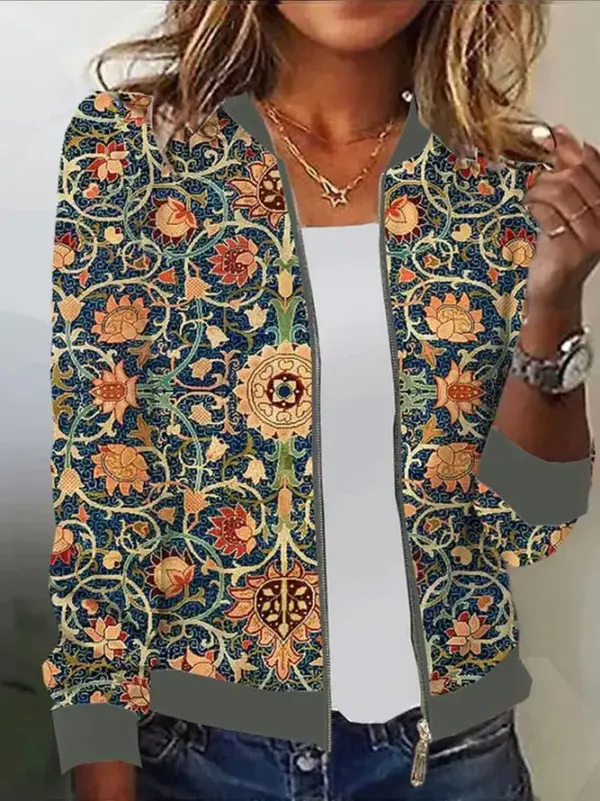 Printed Womens Top Baseball Uniform Flight Jacket Outerwear