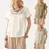 Summer Womens Clothing Crew-neck Embroidered Short Sleeves Summer Womens Clothing Crew-neck Embroidered Short Sleeves