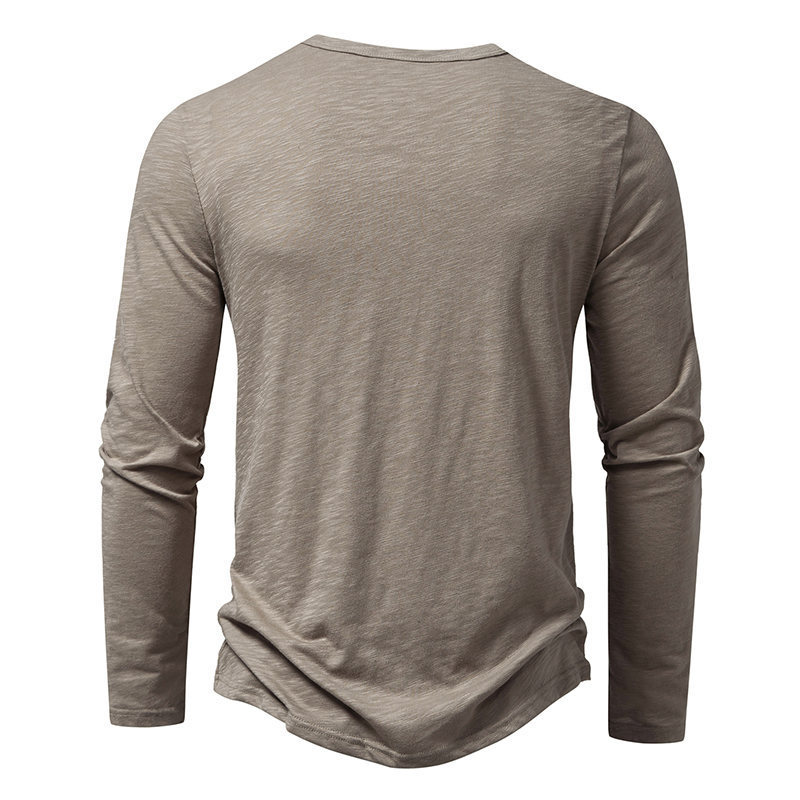 Flexible Men’s Long Sleeve T-Shirt Pullover Solid Color - Spandex