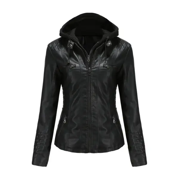 Detachable Two-Piece Hooded PU Leather Jacket for Versatility