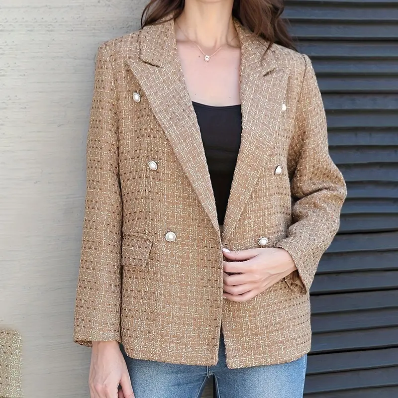 Stylish And Elegant Plaid Tailored Blazer Stylish And Elegant Plaid Tailored Blazer