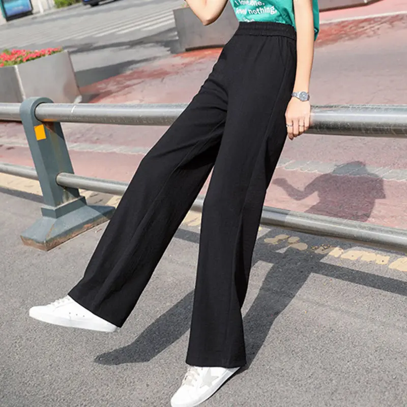 Draping Wide Leg Cotton-Linen Pants for Women, Elastic Waist Draping Wide Leg Cotton-Linen Pants for Women, Elastic Waist