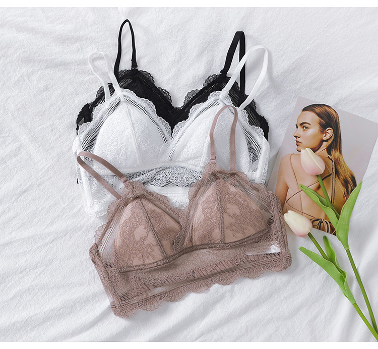 Breathable Lace Triangle Wireless Bra for Low Back