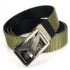 Two-Tone Nylon Men’s Belt with Toothless Rotating Auto Buckle