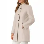 Warm Beige Wool-Blend Women’s Coat for Autumn Winter