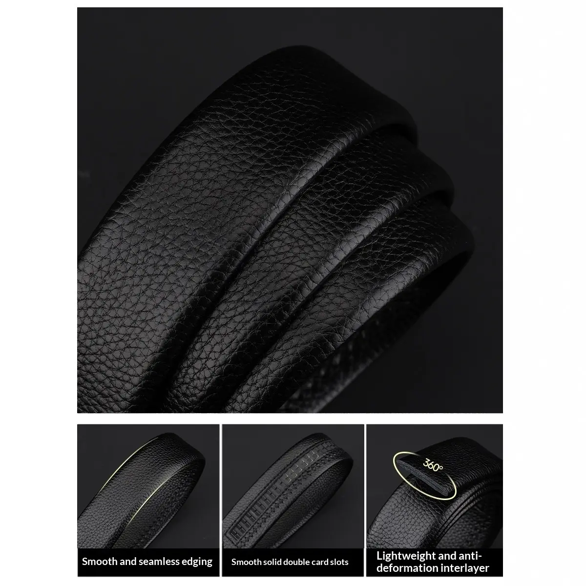 Fast-Adjust Automatic Buckle Full-Grain Leather Mens Belt Fast-Adjust Automatic Buckle Full-Grain Leather Mens Belt