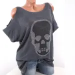 Breathable Cotton Women’s Short Sleeve Skull Top