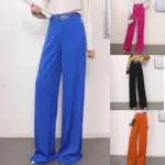 Flowy Solid Color Wide Leg Pants for Women with Elastic