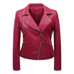 Slim-Fit Korean Biker Leather Jacket with Zipper