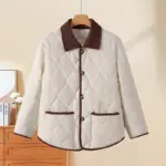 Warm Women’s Mid-Length Polyester Coat with Thick Fabric