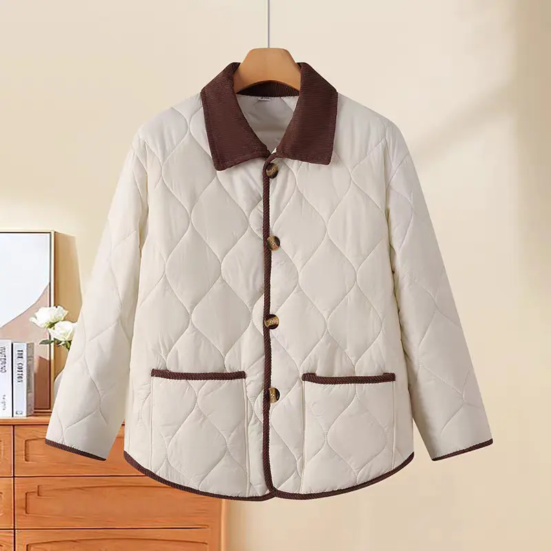Warm Women’s Mid-Length Polyester Coat with Thick Fabric