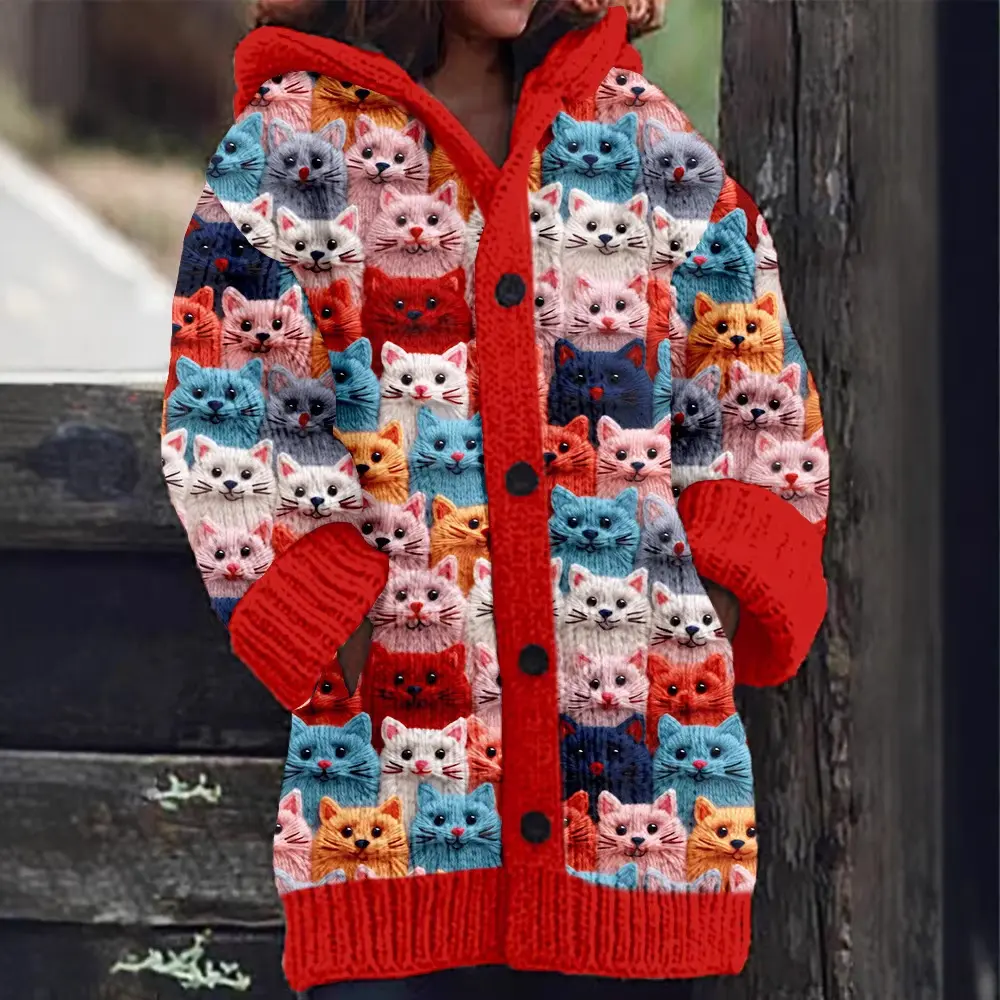 Womens 3 D Christmas Print Cape Jacket with Regular Fit Womens 3 D Christmas Print Cape Jacket with Regular Fit