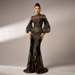 41961121-d99f-43cd-b7ff-da17ec7673dc.jpg Long Sleeve Round Neck Sequins Mesh Fishtail Evening Dress
